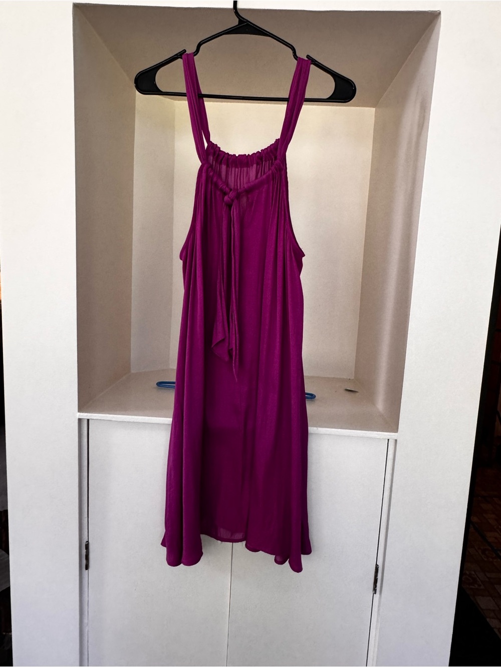 Banana Republic Halter Tie-Neck Dress large magenta dark pink